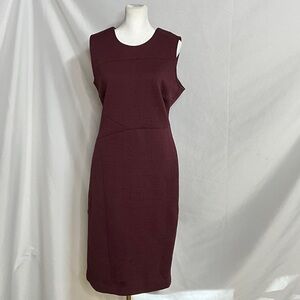 Forest Lily Elegant Sleeveless Burgundy Midi Dress